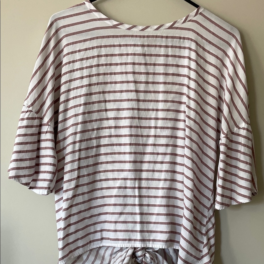 Express Striped Blouse - White and Brown